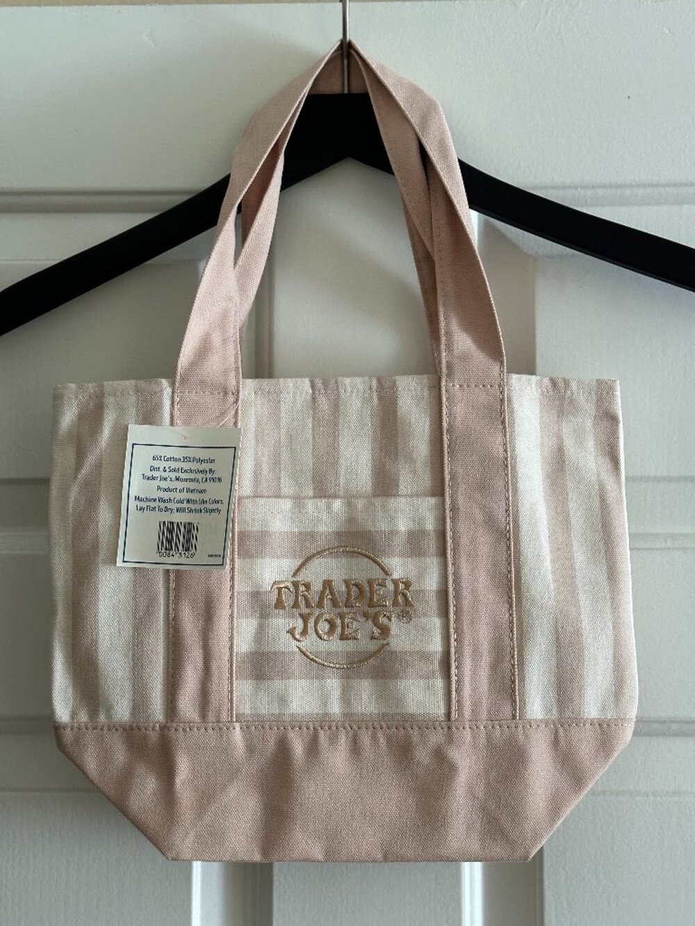 TAN Trader Joe's Pastel/Striped Mini Canvas Tote